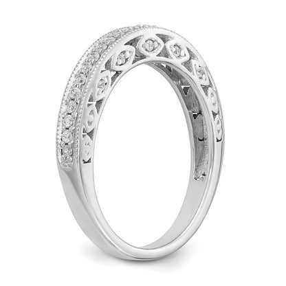 14K White Gold Real Diamond Band
