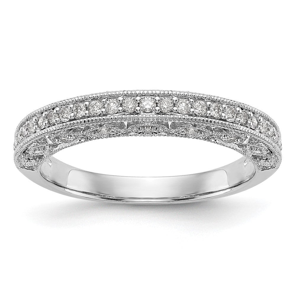 14K White Gold Real Diamond Band
