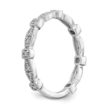 14K White Gold Real Diamond Band