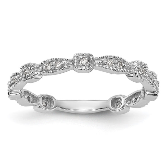 14K White Gold Real Diamond Band