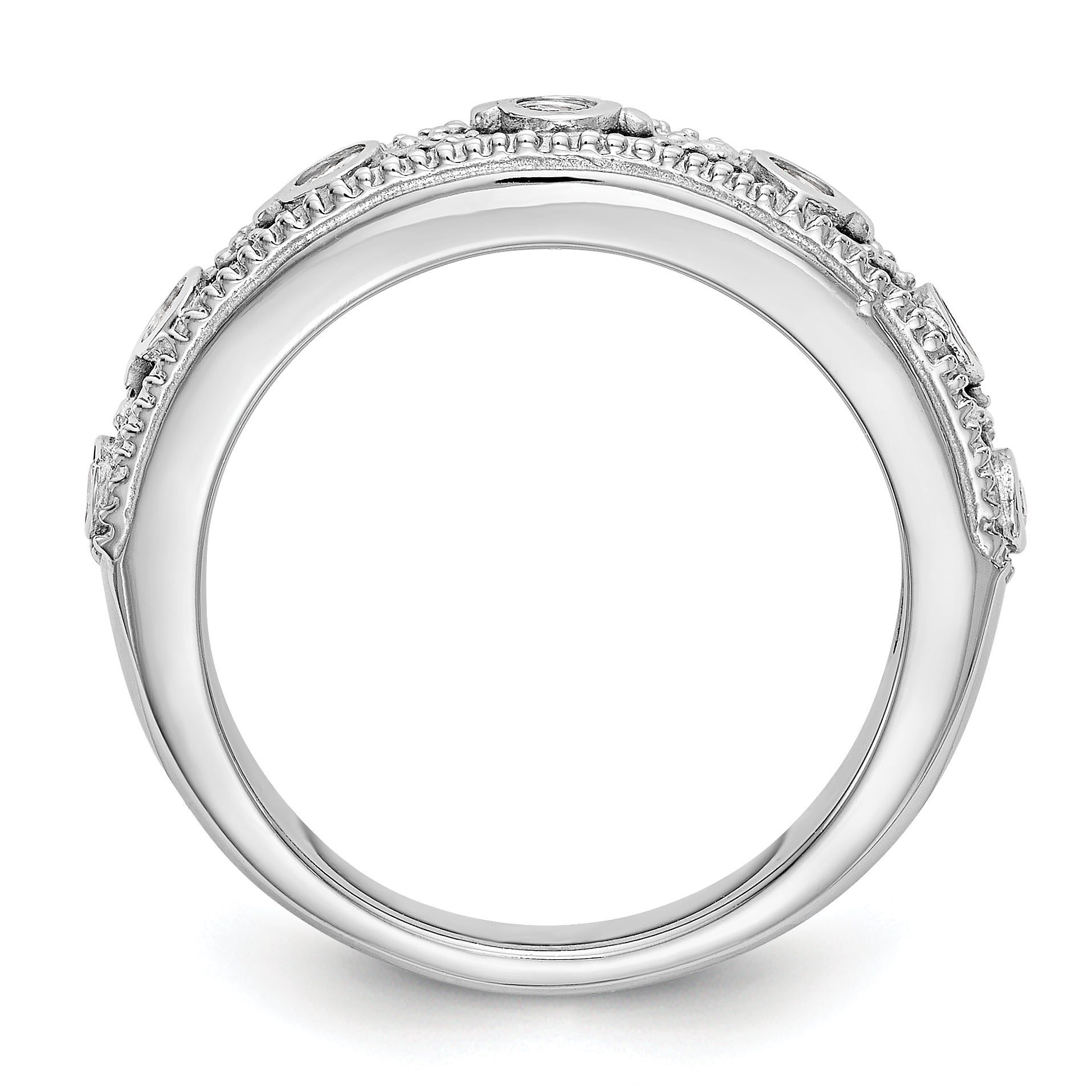 0.15ct. CZ Solid Real 14K White Gold Wedding Band Ring