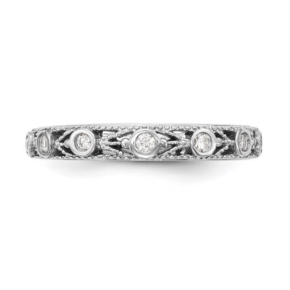 14K White Gold Real Diamond Band
