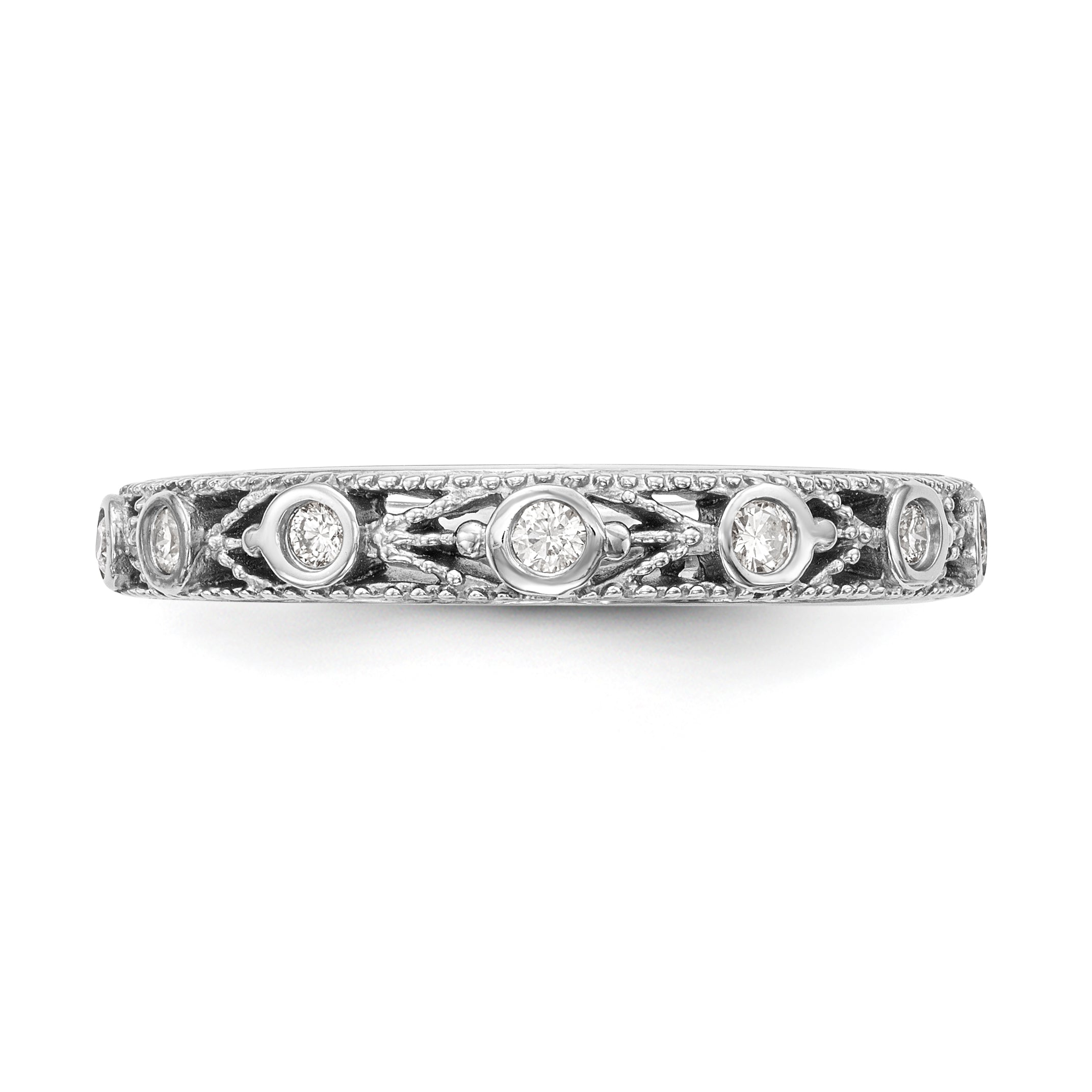 0.15ct. CZ Solid Real 14K White Gold Wedding Band Ring