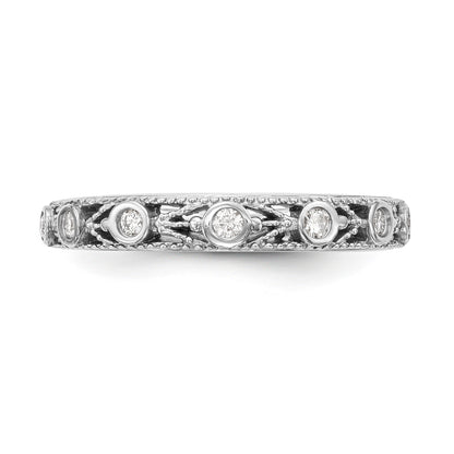 0.15ct. CZ Solid Real 14K White Gold Wedding Band Ring