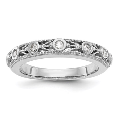 14K White Gold Real Diamond Band