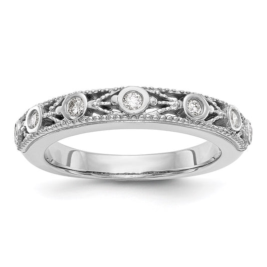 14K White Gold Real Diamond Band