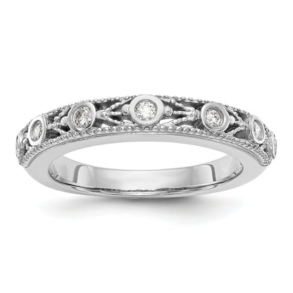 0.15ct. CZ Solid Real 14K White Gold Wedding Band Ring