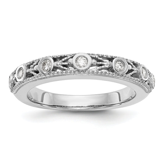 0.15ct. CZ Solid Real 14K White Gold Wedding Band Ring