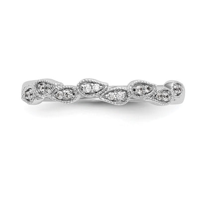 14K White Gold Real Diamond Band