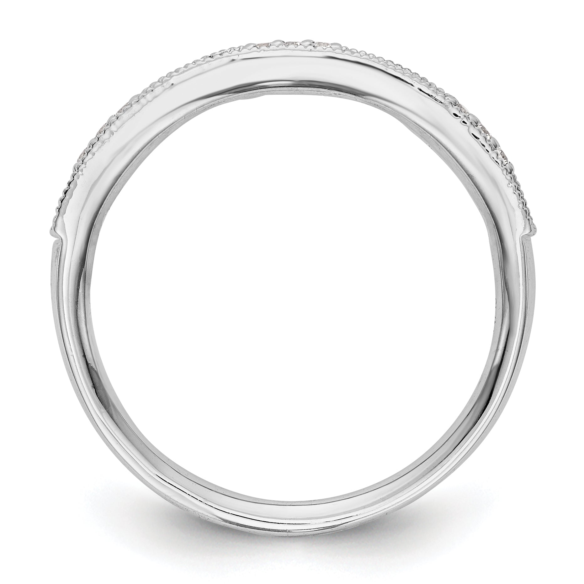 0.17ct. CZ Solid Real 14K White Gold Wedding Band Ring