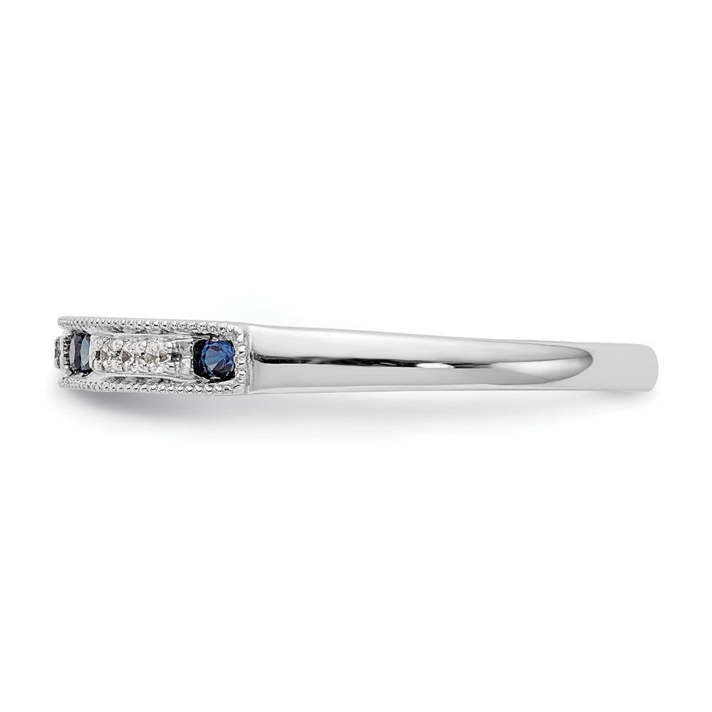14k White Gold Real Diamond w/Sapphire Band