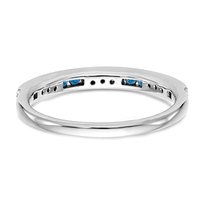 14k White Gold Real Diamond w/Sapphire Band