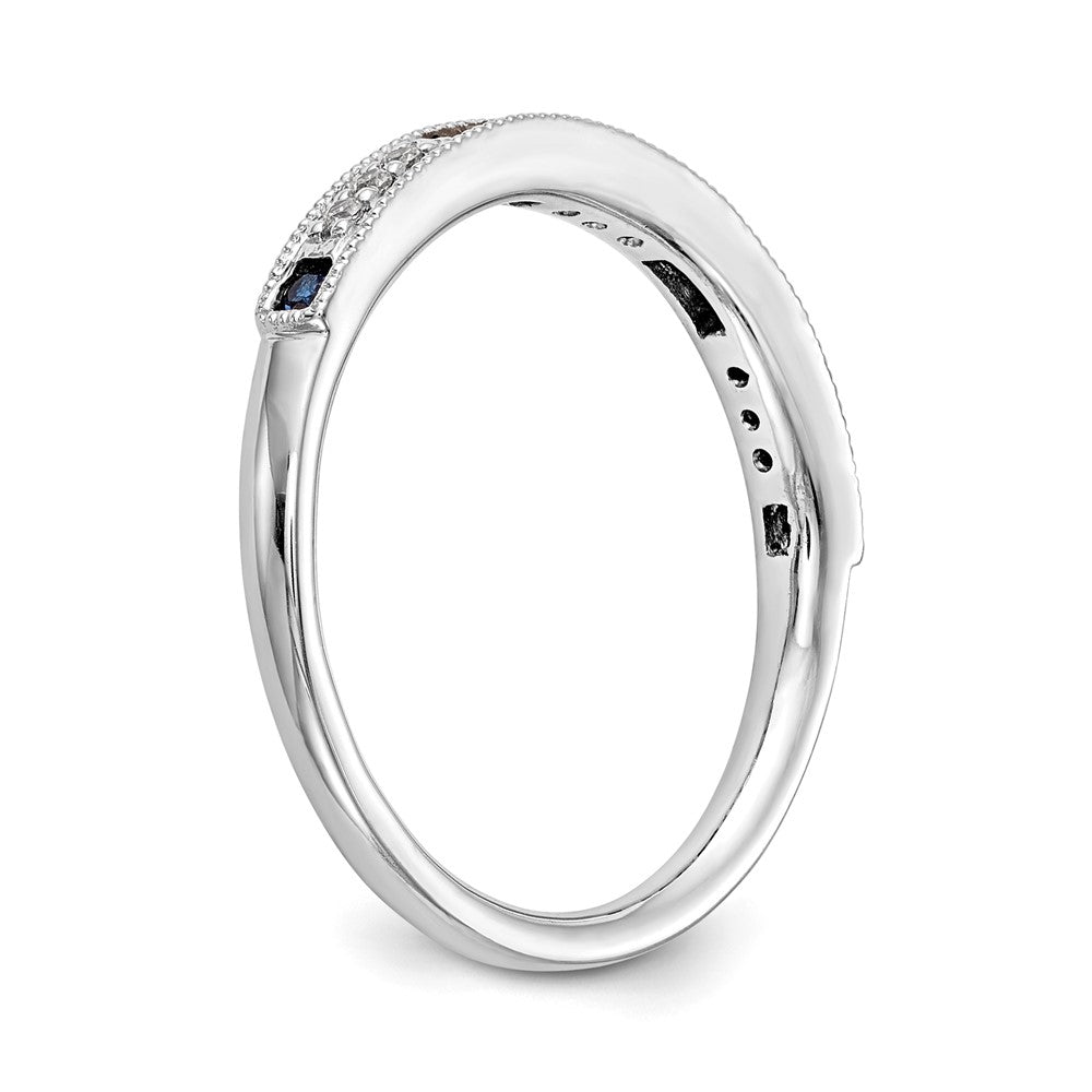 14k White Gold Real Diamond w/Sapphire Band
