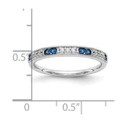14k White Gold Real Diamond w/Sapphire Band