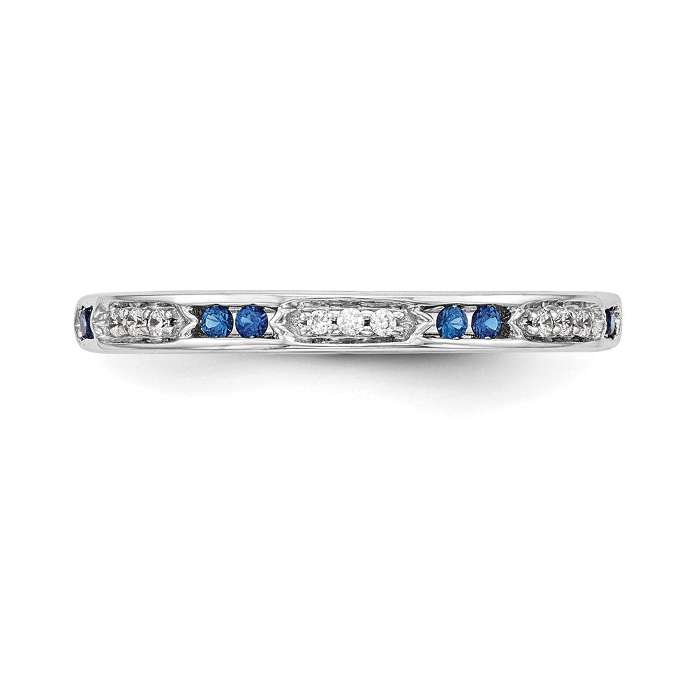 14K White Gold Blue & White Real Diamond Band