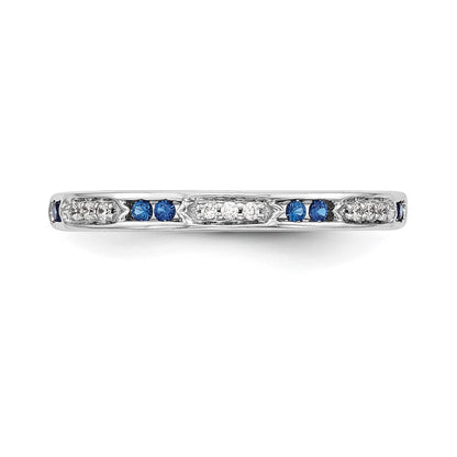 14K White Gold Blue & White Real Diamond Band