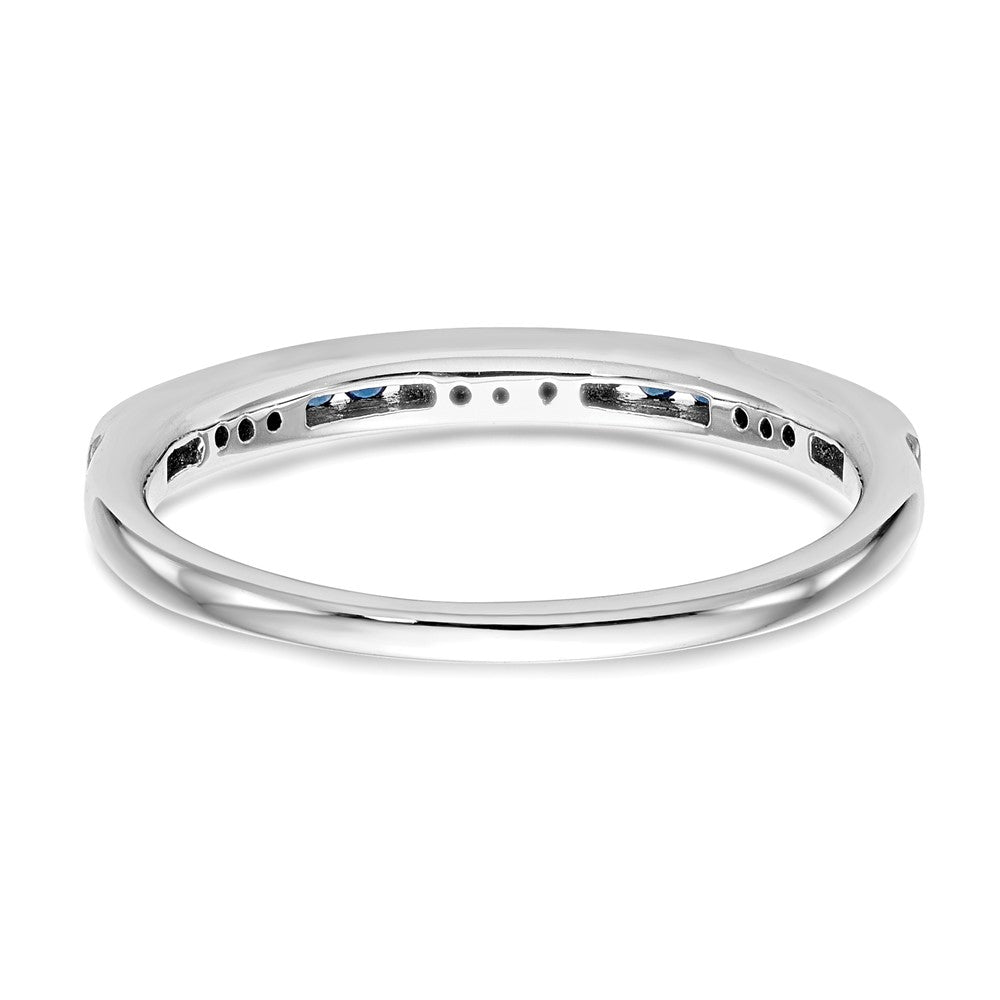 14K White Gold Blue & White Real Diamond Band