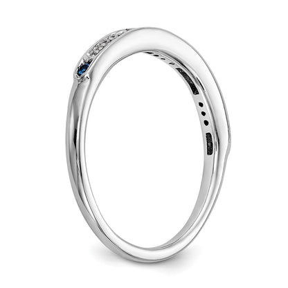 14K White Gold Blue & White Real Diamond Band