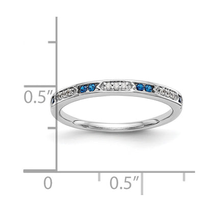 14K White Gold Blue & White Real Diamond Band