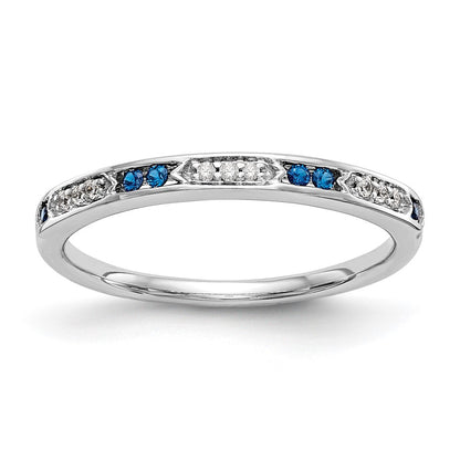 14K White Gold Blue & White Real Diamond Band