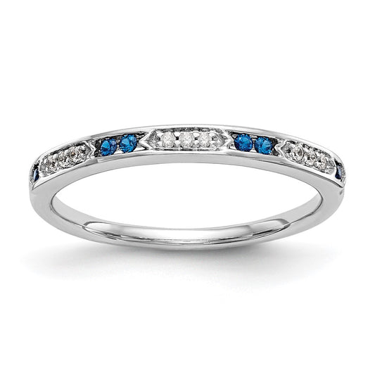 14K White Gold Blue & White Real Diamond Band