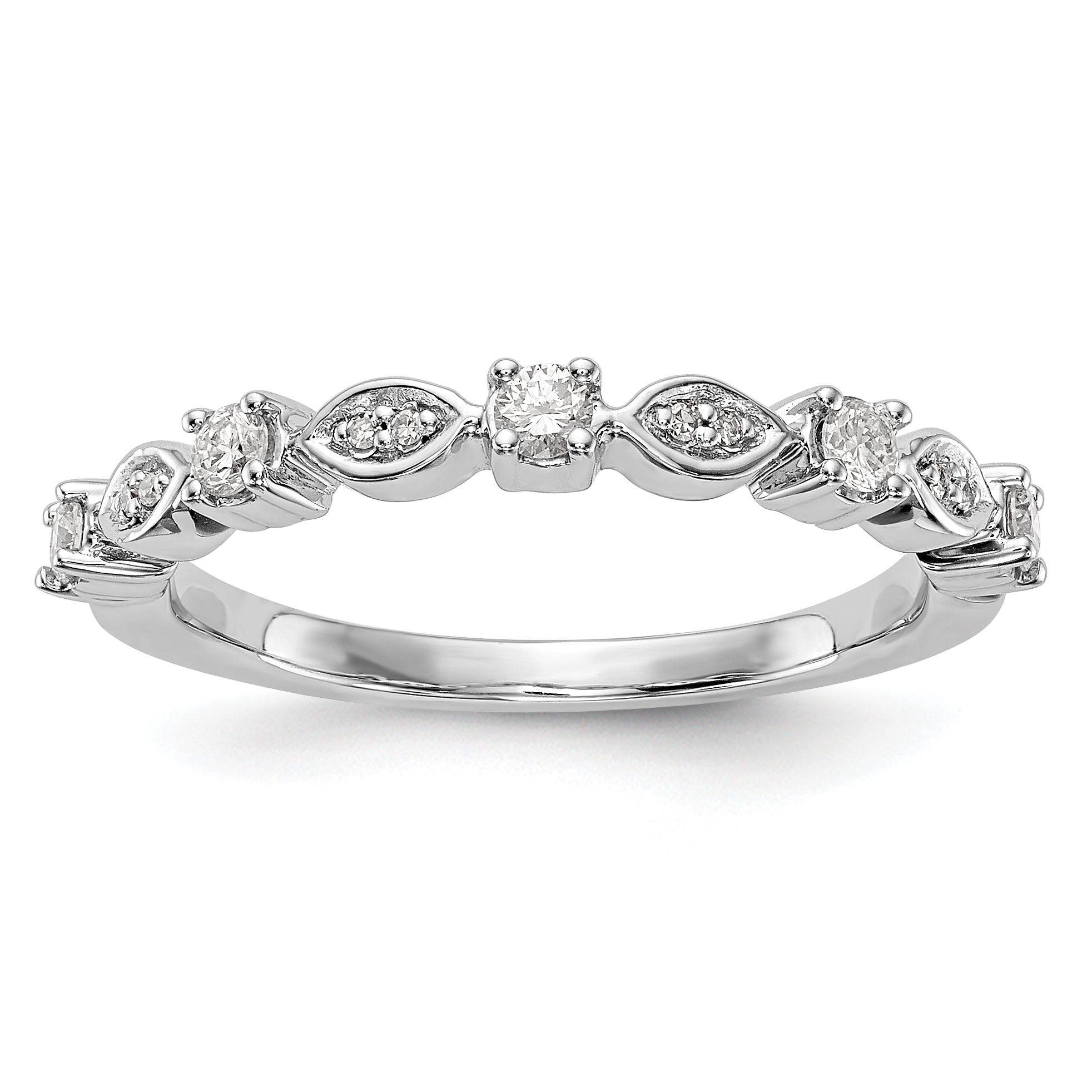 0.25ct. CZ Solid Real 14K White Gold Wedding Band Ring