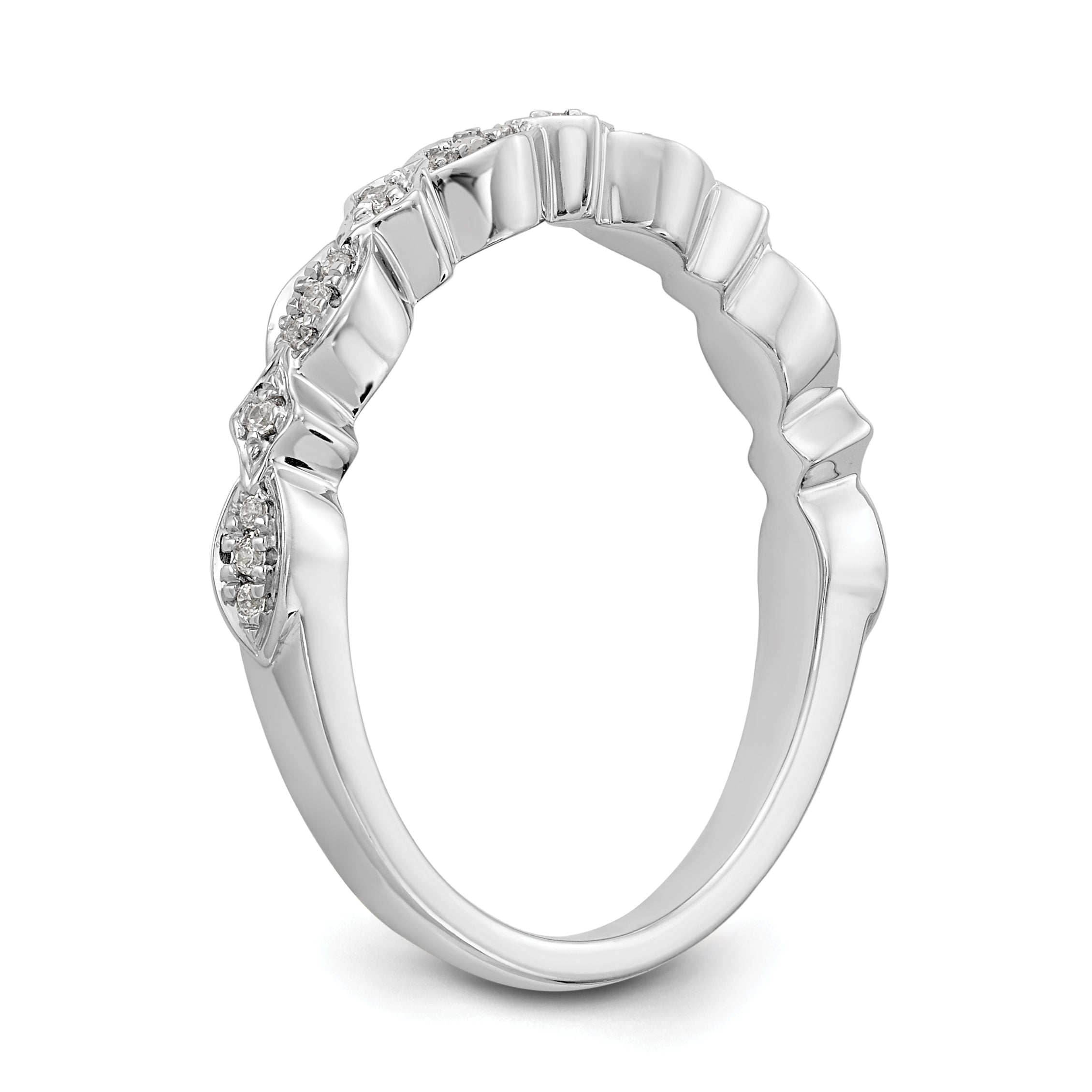 0.08ct. CZ Solid Real 14K White Gold Wedding Band Ring