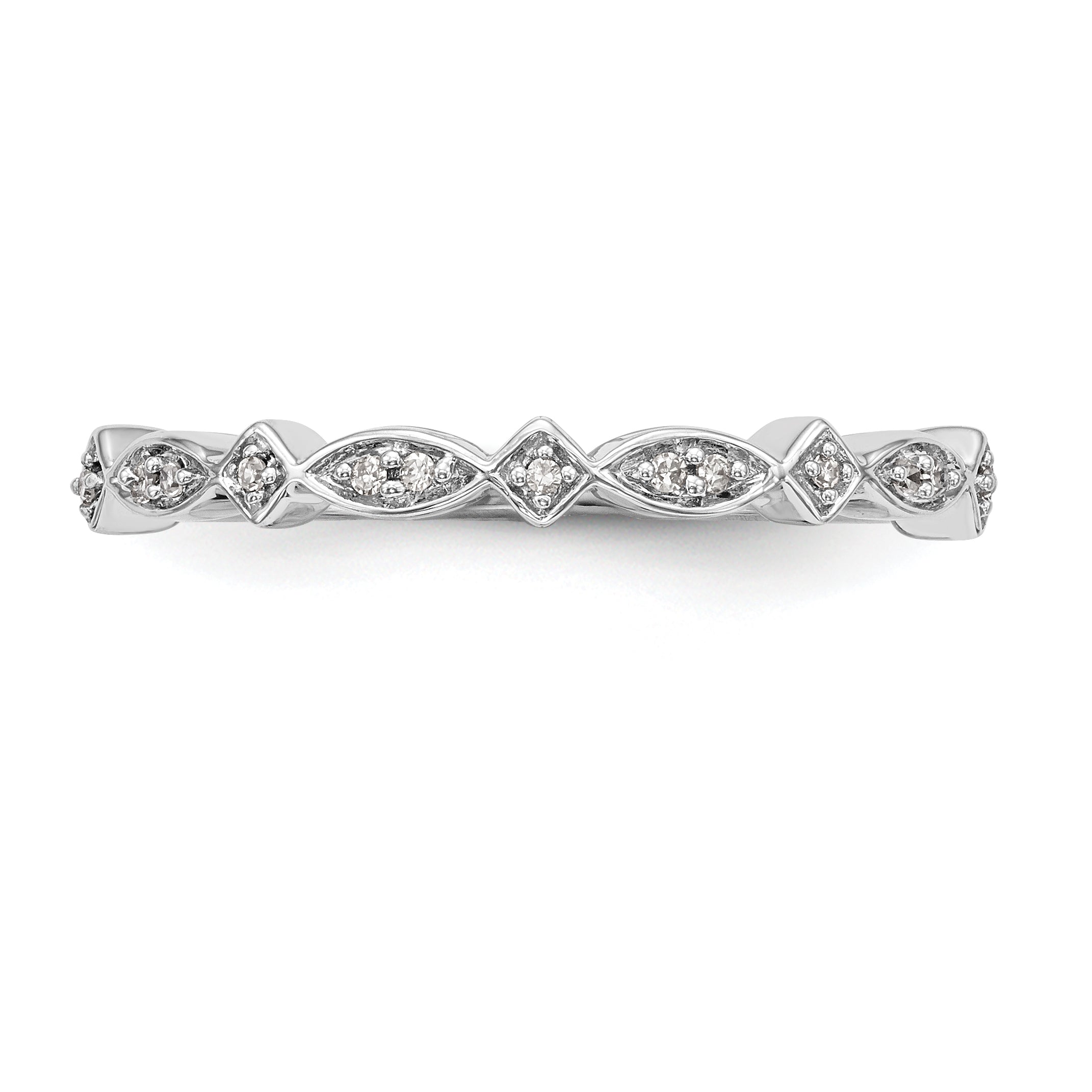 0.05ct. CZ Solid Real 14K White Gold Wedding Band Ring