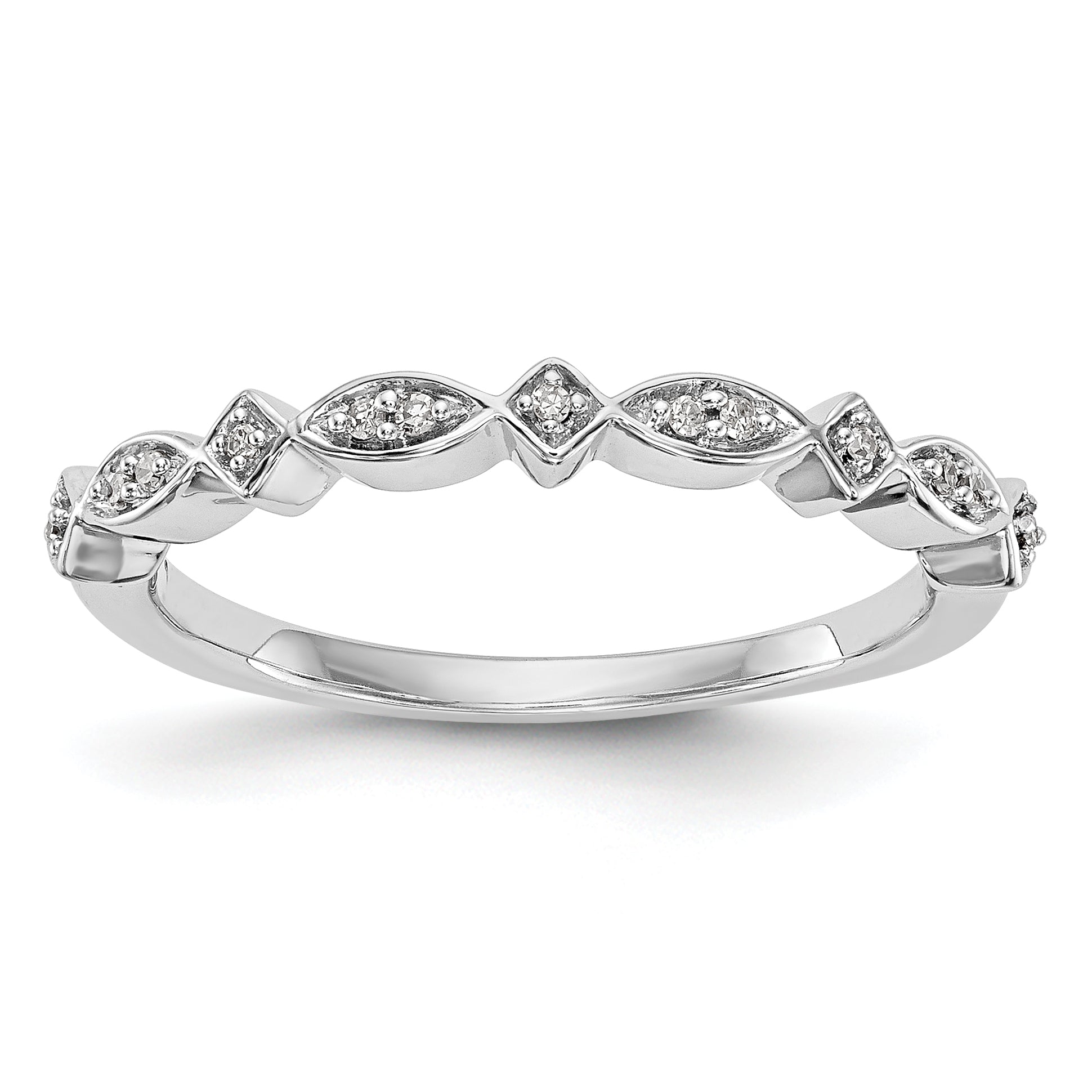 0.05ct. CZ Solid Real 14K White Gold Wedding Band Ring