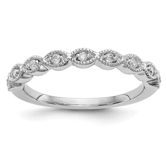 14K White Gold Real Diamond Band