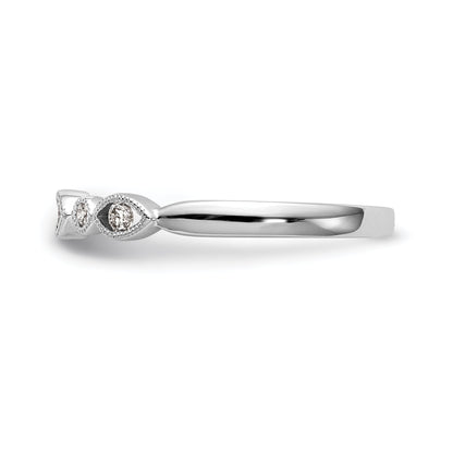0.13ct. CZ Solid Real 14K White Gold Wedding Band Ring