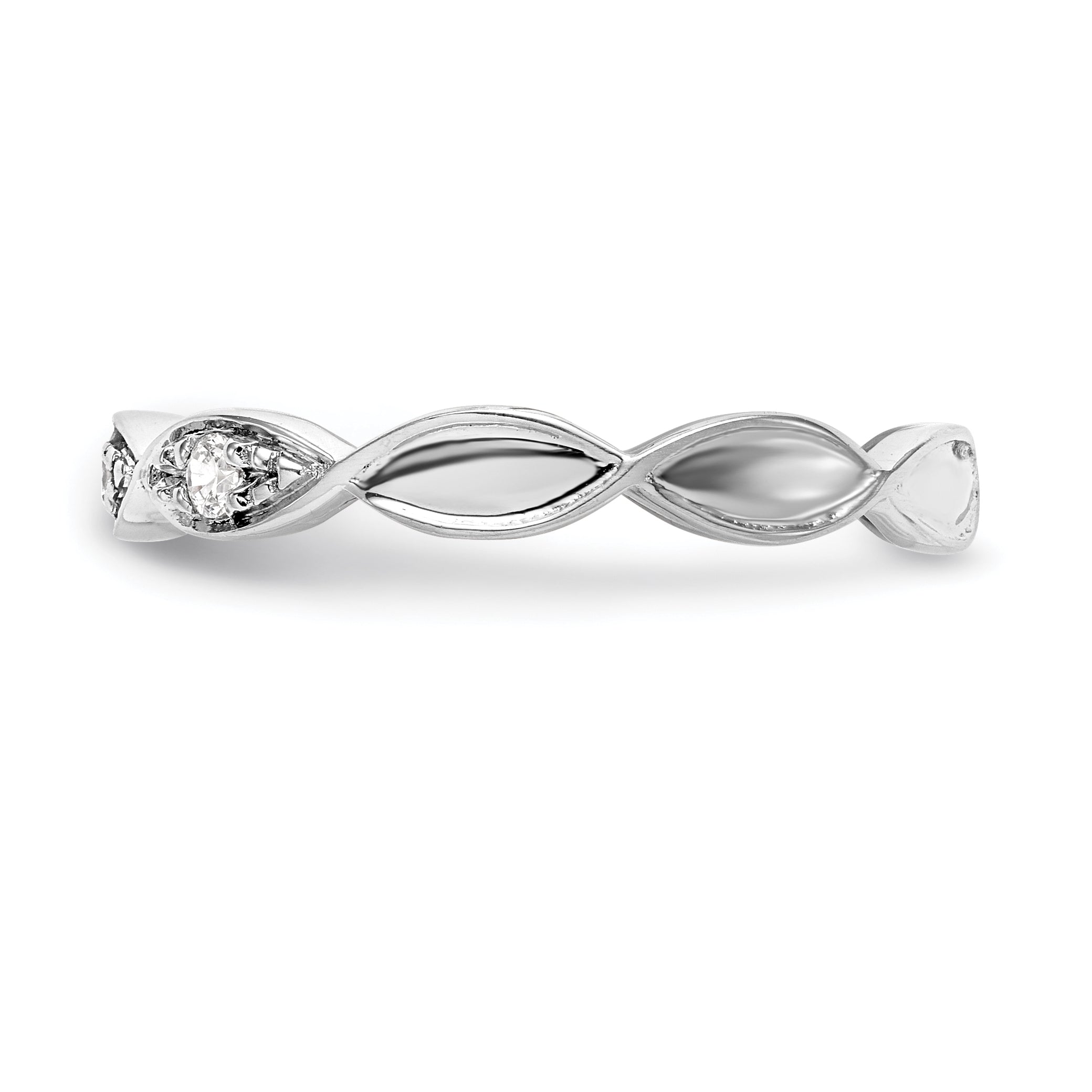 0.05ct. CZ Solid Real 14K White Gold Wedding Band Ring