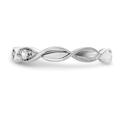 0.05ct. CZ Solid Real 14K White Gold Wedding Band Ring
