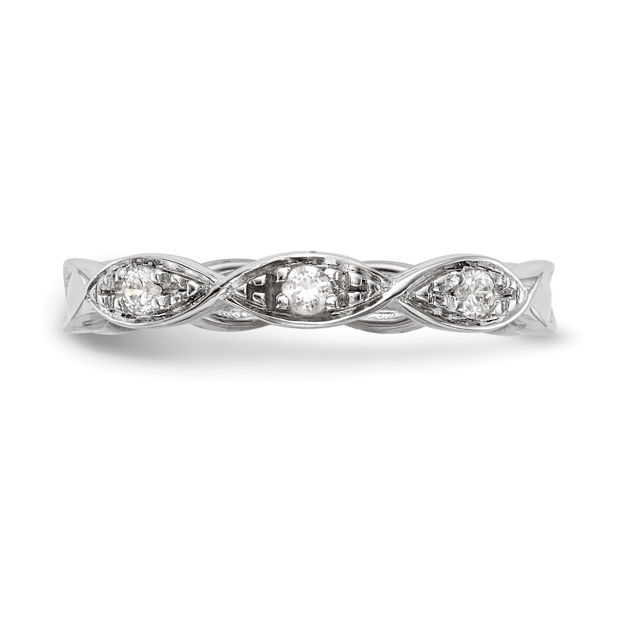 0.05ct. CZ Solid Real 14K White Gold Wedding Band Ring