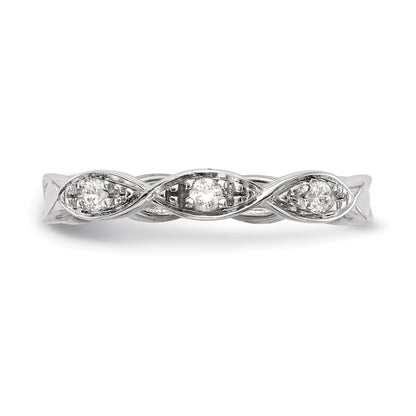 0.05ct. CZ Solid Real 14K White Gold Wedding Band Ring