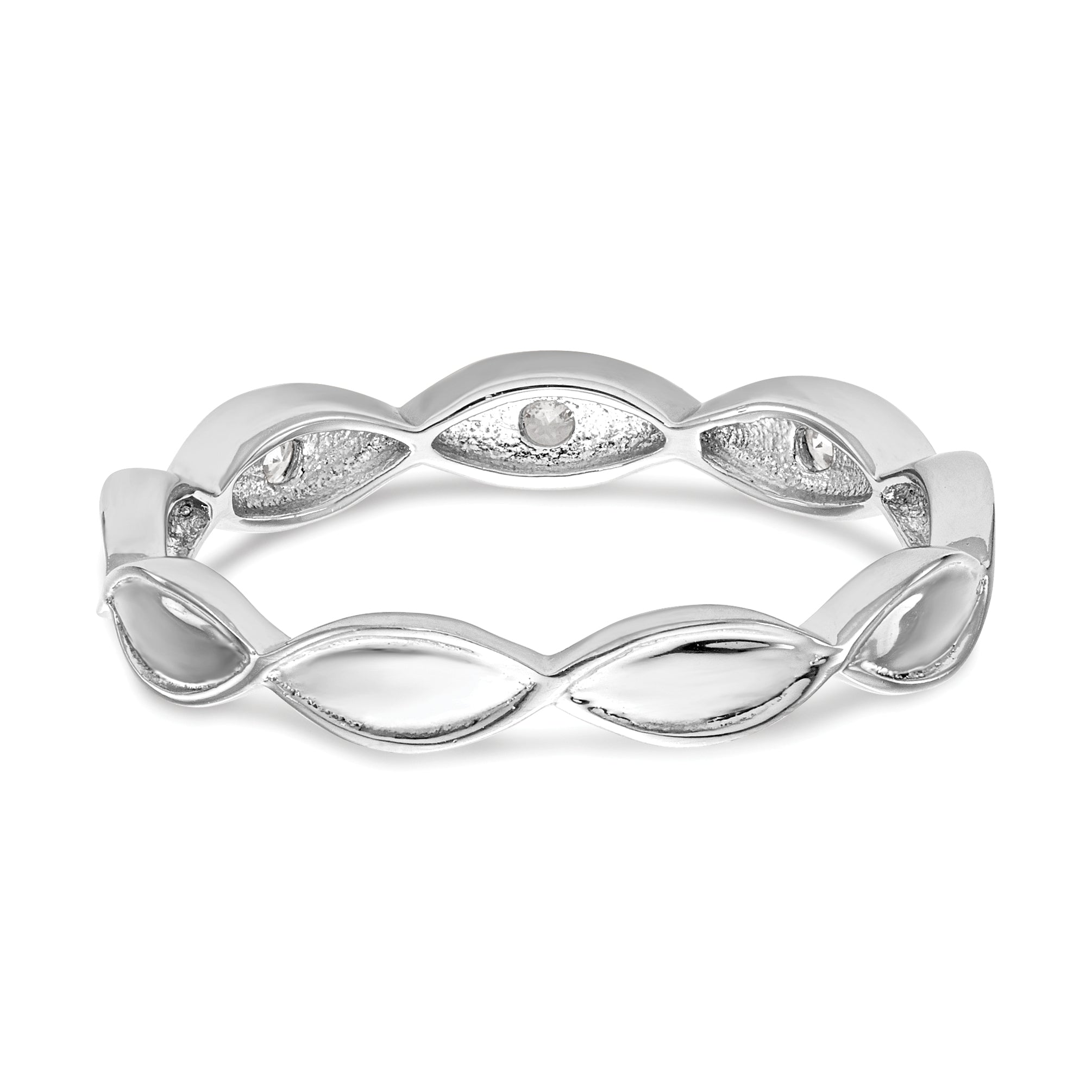 0.05ct. CZ Solid Real 14K White Gold Wedding Band Ring