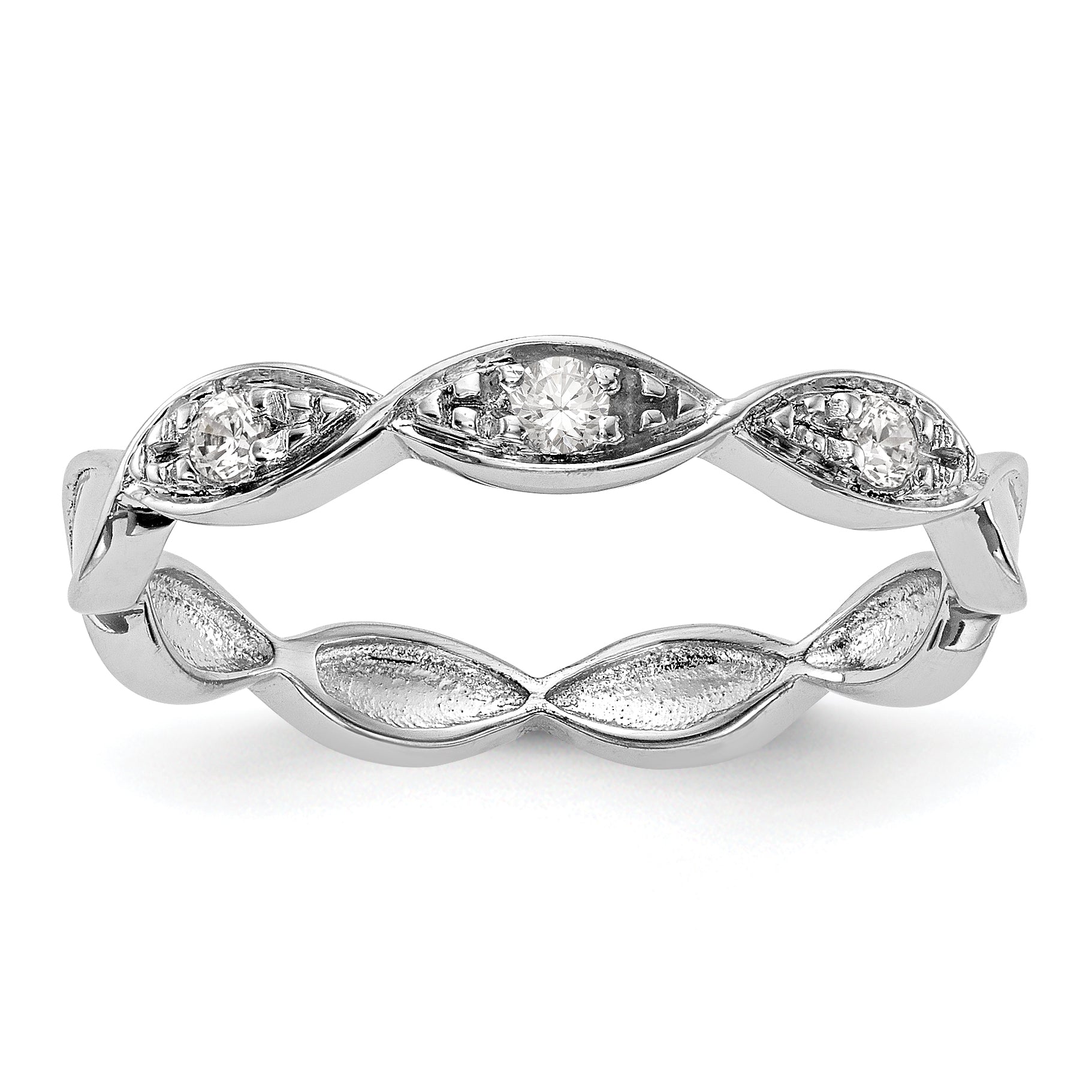 0.05ct. CZ Solid Real 14K White Gold Wedding Band Ring