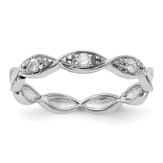 0.05ct. CZ Solid Real 14K White Gold Wedding Band Ring