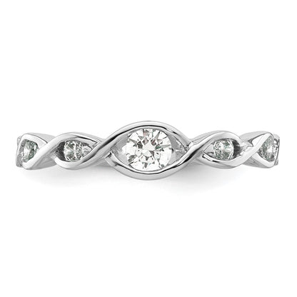 14K White Gold Real Diamond Band