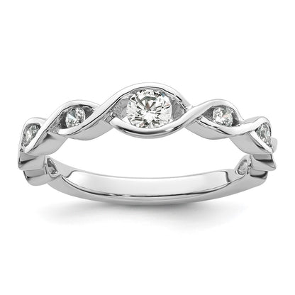 14K White Gold Real Diamond Band