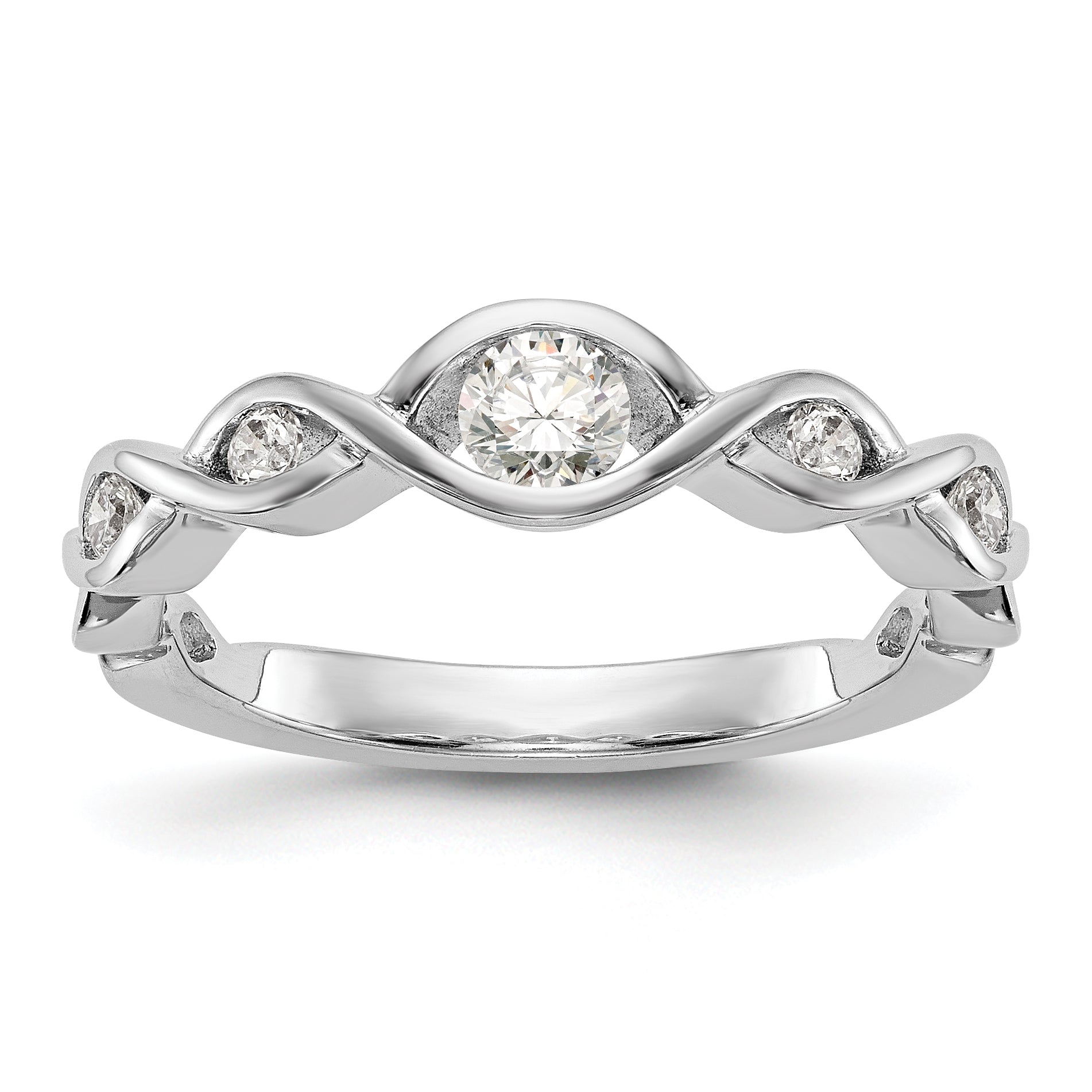 0.36ct. CZ Solid Real 14K White Gold Wedding Band Ring