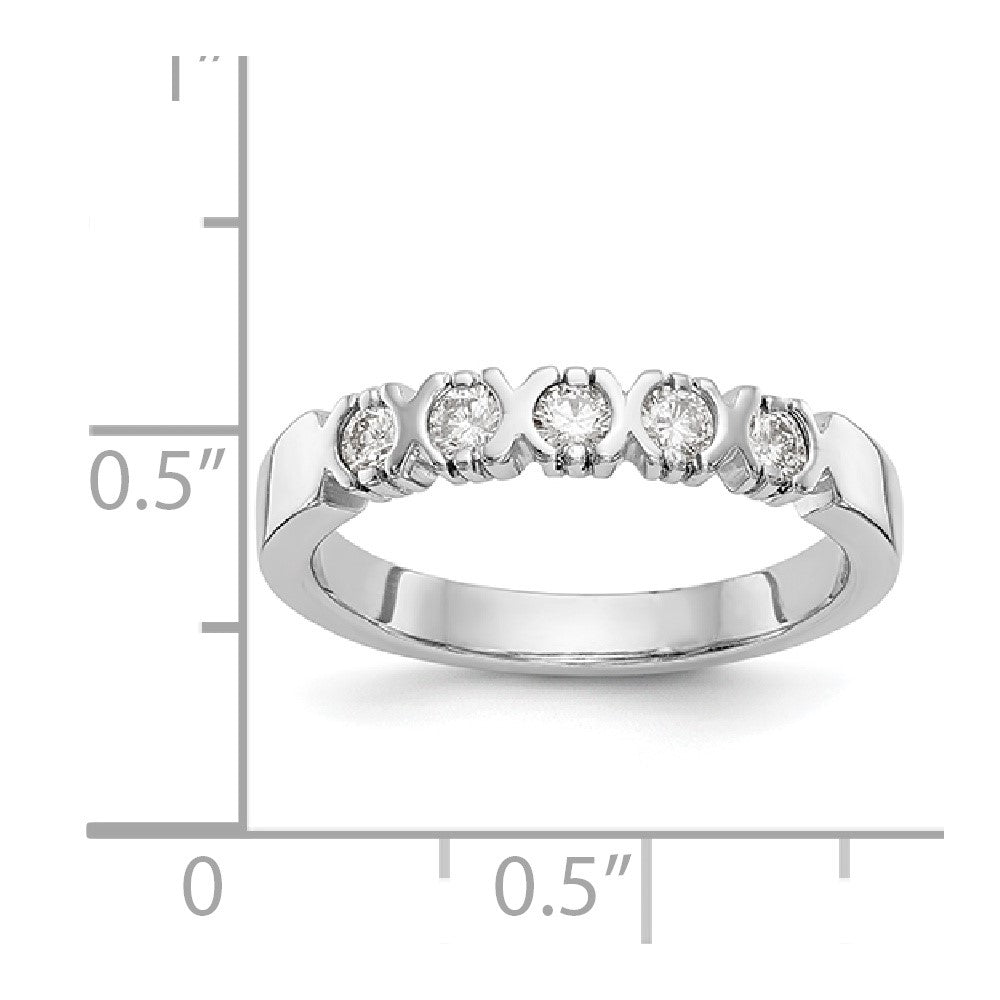 14K White Gold 5-Stone Real Diamond Band