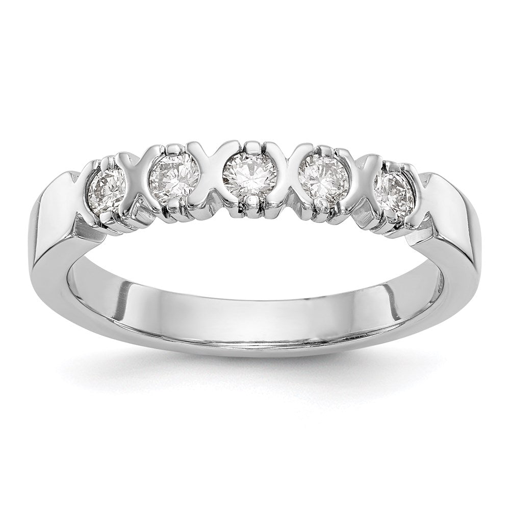 14K White Gold 5-Stone Real Diamond Band
