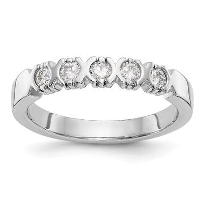 14K White Gold 5-Stone Real Diamond Band