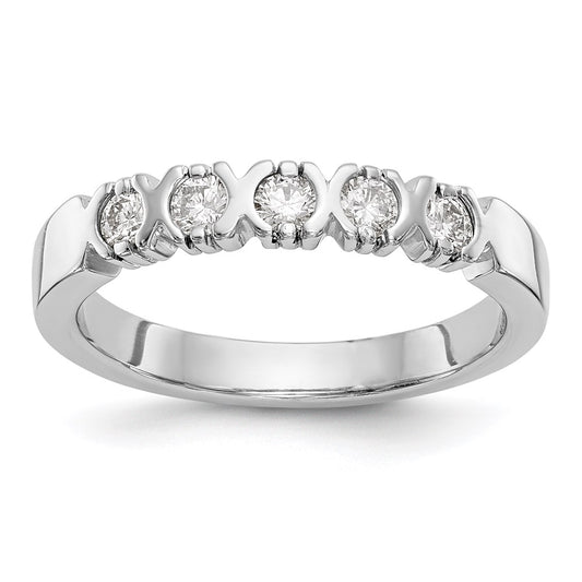 14K White Gold 5-Stone Real Diamond Band