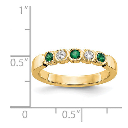 14k yellow gold real diamond w emerald band x8693e aa