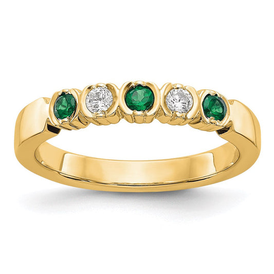 14k yellow gold real diamond w emerald band x8693e aa