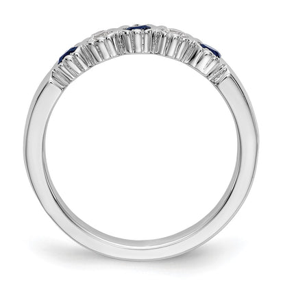 Solid 14k White Gold Simulated CZ w/Simulated Sapphire Band
