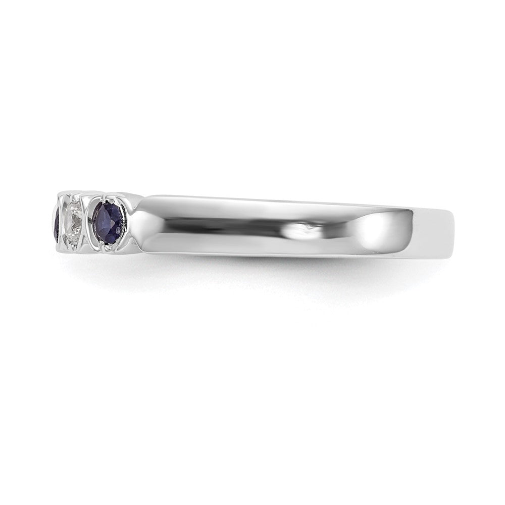 Solid 14k White Gold Simulated CZ w/Simulated Sapphire Band