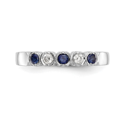 Solid 14k White Gold Simulated CZ w/Simulated Sapphire Band